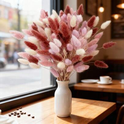 Dopamine-Colored Pampas Grass Mixed Dried Flower Bouquet - Adorable Bunny Tail Grass Decor, Suitable For Home Decor, Vase Arrangement, Gifts, Wedding Decoration, Genuine Natural Decoration, And