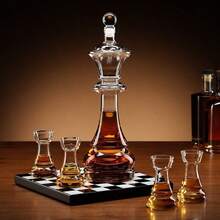 Connoisseur Creations Glass Chess Decanter And Rook Glasses With Chessboard Base - 1 - View 6