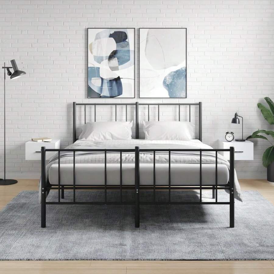 vidaXL Tables de chevet murales 2 pcs blanc 35x35x20 cm - Blanc - Voir 1