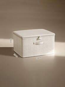 1pc Large Capacity Wardrobe Storage Box, For Clothes, Bedding, And Stationery Organization, With Lid Linen Collapsible Closet Storage Box - Beige - View 13