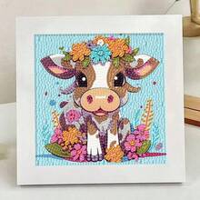 1 pieza Kit de pintura de diamantes con diseño de animal de dibujos animados, materiales DIY, rhinestones, diamantes 5D brillantes, marco de plástico, decoración de escritorio - Multicolor - Ver 3