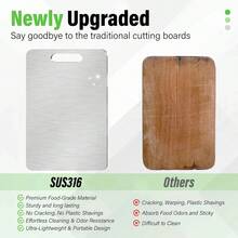 Stainless Steel Cutting Board, Silver Color Kitchen Chopping Board, Double-Sided, Suitable For Raw Meat, Poultry, Fish, Odor-Proof, Stain-Resistant, Rust-Proof, Minimalist Design To Replace Traditional Meat Cutting Board, Applicable For Meat, Vegetables, Fruits, Essential For Modern Kitchen, Easy To Clean With Water.The Kitchen Cutting Tool Set Can Also Be Used As A Pizza Tray, Cheese Board, Serving Platter, Bread & Cookie Board. - Multicolor - View 8