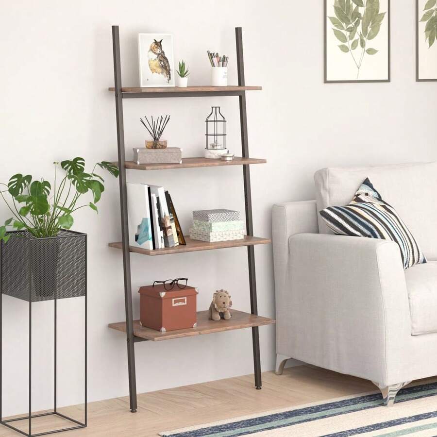 vidaXL Étagère comprenant 4 niveaux Marron foncé et noir 64x34x150,5cm - Tabac - Voir 1