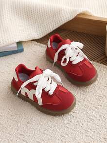 1双婴儿真皮休闲运动鞋，低帮户外多功能幼儿校鞋，春季款 - 紅色 - 查看 5