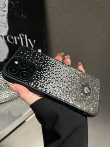 Black Rhinestone Sequin Shiny Soft Touch Comfortable 1pc Full Coverage Phone Case Compatible With Iphone 16 Party Gift Encrusted - Black - View 4