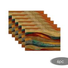 2/4/6/8件装几何图案亚麻餐垫，长方形编织日常厨房餐桌垫，适用于餐厅、派对、家居装饰