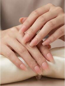 Blush Ombré Press On Nails - Short Almond Shaped False Nails, Natural Gradient Manicure, Sheer Pink Glossy DIY Fake Nails For Women - 粉色 - 查看 8