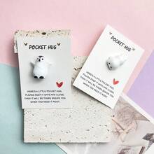 2pcs Resin Penguin Pocket Hug Encouragement Greeting Cards, Romantic Mini Love Token, Comes With Encouragement Card, Gift For Family, Friends, Christmas, Valentine's Day, Mother's Day, Birthday, Motivational Pocket Cards - Multicolor - View 2