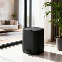 Pedal-Operated Household Trash Can With Lid, A Quiet Hands-Free Wastebasket For Bathroom, Kitchen, Living Room, Hotel, And Office, Durable Pedal-Operated Trash Bin With Removable Inner Bin, Easy-Clean Design, Odor-Blocking Lid, Modern Practical Bathroom Accessories, Space-Saving Waste Container For Everyday Use And Home Organization, Suitable For Busy Rooms - Multicolor - View 12