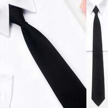 1pcs Black Simple Clip On Tie Security Tie For Men Women - màu đen - Xem 1