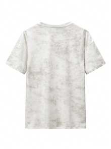 Camiseta holgada de cuello redondo blanca con estampado floral irregular de JUTU para primavera/verano, nueva blusa casual de manga corta versátil y de largo medio para mujeres - 0A11 Blanco roto - Ver 10