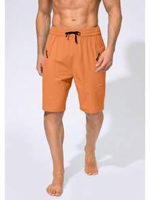 Men's Swim Trunks Quick Dry Board Shorts With Zipper Pockets Beach Shorts Bathing Suits Men - No Mesh Liner - Dusty Orange - 查看 3