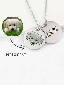 1件定制照片和名字项链，个性化宠物纪念首饰，不锈钢雕刻吊坠项链，情人节、生日、周年纪念日、母亲节、复活节的理想礼物 - 多色3 - 查看 1