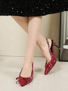 女士尖头闭趾细高跟凉鞋，适合正式场合、婚礼、派对、办公等。 - 紅色 - 查看 5