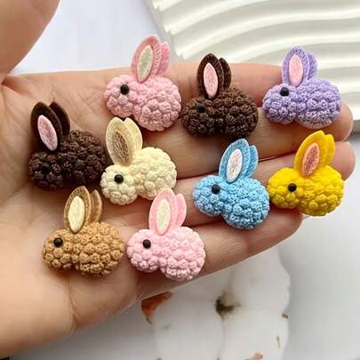 5/10/15pcs Colorful Rabbit Decorations - Resin Rabbit Figurines, Soft Tones, Suitable For Jewelry Making | Phone Cases And Hair Accessories - Perfect For Easter | DIY Hair Accessories And Pendants | Fun Accents | Artistic Elements, Rabbit Ornaments
