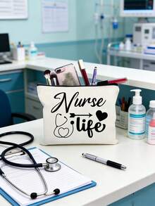 A Makeup Bag Printed With The Words"Nurse Like"Lightweight Toiletry Pouch, Spacious Zippered Makeup Pouch, Middle Eastern Accessory,Durable Fabric Compact Travel Cosmetic Pouch, Perfect Gift For Nurses, Nursing Students, Nurse'S Day, Graduation, Christmas, Nurse Accessories For Work,Unique Gift For Mom - Multicolor - View 9