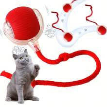 1个互动式猫狗玩具球，智能电动猫玩具球，适合小型/中型/大型猫咪室内运动，USB充电，带尾巴绳的猫玩具球 - 彩色 - 查看 2