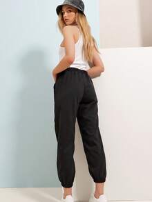 Women's Casual 3/4 Jogger Pants With Drawstring And Pockets, Medium Stretch Fabric - Dark Grey - View 6