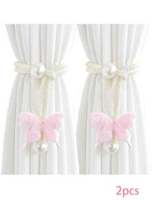 1/2件装可爱蝴蝶樱花装饰窗帘绑带，门帘，咖啡帘，遮阳帘，蚊帐帘绑带，迷人公主房装饰收纳带，婴儿房装饰 - 彩色 - 查看 18