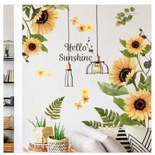 Wandtattoo Aquarell-Sonnenblumen Wandaufkleber Blüten Gelb Wandsticker Sonne, Blume, Schmetterling Wohnzimmer Schlafzimmer Sofa Hintergrund-3629 - Gelb - Übersicht 6