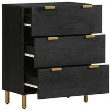 Credenza vidaXL nera 60x33x75 cm in legno ingegnerizzato - nero - Visualizzare 2