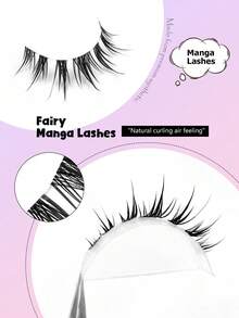 Asiteo 5对装 漫画风格假睫毛 自然动漫假睫毛 透明梗 自然漫画风格假睫毛 韩日风 Cosplay假睫毛 - 黑色 - 查看 4