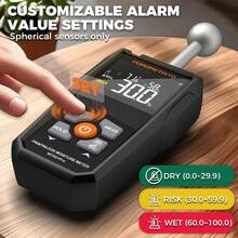 POROMETISTO 无针式湿度计，VA反向显示彩色屏幕，遥控线长：40英寸（1米），适用于大面积物体表面。 - 深灰色 - 查看 9