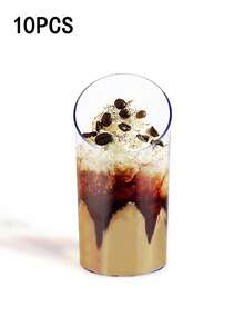 10 Mini Dessert Cups, 2.5-Ounce Transparent Plastic Frozen Cake Appetizer Cup, Tilted Round Cup Suitable For Desserts, Appetizers, And Ice Cream - Multicolor - View 4