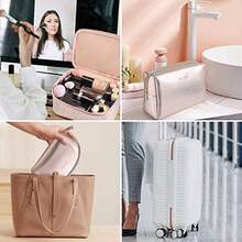 Portátil Bolsa de Maquillaje Impermeable Multifuncional para Cosmeticos con Cremallera de Oro Organizador Estuche Ideal para Maquillaje en el Viaje - como en la foto - Ver 3