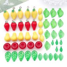 50 件装亚克力迷你绿色透明小叶子水果系列套装，适用于 DIY 手工耳环串珠饰品配件。 - 均碼 - 查看 2