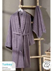 Carla 2 Pieces Cotton Unisex Bathrobe Set, Terry Cloth Sauna Robe And Head Towel 50*85 Cm