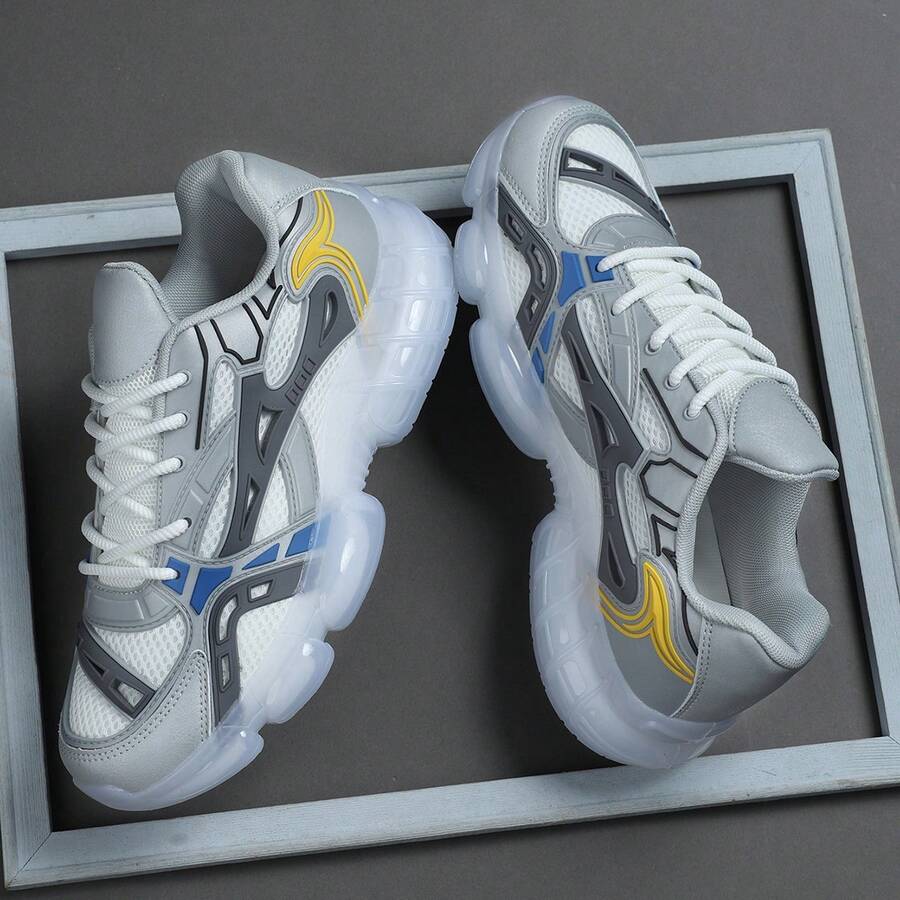 男士低帮运动鞋、休闲跑鞋、慢跑鞋、步行鞋、时尚渐变色运动鞋、网球鞋、街头服饰 - 灰色 - 查看 1