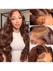 40 Inch 200% Density Wear And Go Glueless Wigs Human Hair Pre Plucked Pre Cut Brown 13x4 HD Lace Wigs Body Wave Lace Front Wigs Human Hair For Women 200% Density - S4 - 查看 3