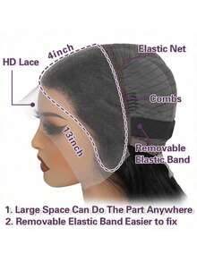 YGQWD 24 Inch 13x4 Ear To Ear Body Wave Lace Front Wigs Human Hair Blended Hair 200% HD Transparent Frontal Air Wigs With Breathable Mesh Cap Pre Plucked Baby Hair And Bleach Node For Women High Density Brazilian Virgin Valentine's Day Gifts For Women - Natural Black - 查看 9