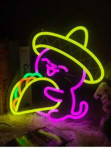 1 Peça Letreiro Neon Multicolorido de Pipoca, Luz Decorativa de Parede com LED Alimentada por USB, Perfeita para Lanchonete, Cinema, Bar, Clube, Cozinha, Quarto, Festa, Presente Ideal para Aniversário e Feriados - luz policromática - Visão 4