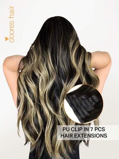 DOORES Seamless Clip In Hair Extensions Real Human Hair 130g-150g 7pcs Natural Black To Light Brown Virgin Straight Weft Natural Remy PU Invisible Clip In Hair For Women Girls Daily Use Easy To Wear Can Be Styled Real Human Hair Charm Elegant Casual Holiday Outfits Cosplay Campus School Sport Vacation Travel Festival Prom Birthday Costume Party