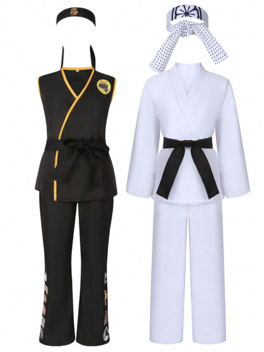 Longwei Kinder Taekwondo Kleidung Cosplay Kostüm Cobra Karate Outfit Taekwondo Trainingsanzug - Weißer Taekwondo-Anzug - Übersicht 1