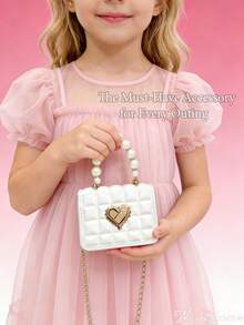 Baby Purse For Toddlers, Girls Purses For Kids , Genuine Pearls & Chain Mini Purse For Little Girls - Ultimate Princess Birthday Gift, Flower Girl Accessory, Photoshoot Prop, Party Bag For Kids - Toddler Dress-Up, Tea Party, Easter Basket - Cute, Elegant, Durable &  Children's Fashion Bag - 彩色 - 查看 4