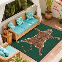 Cashmere-Like Tiger Pattern Printed Outdoor Area Rug, Exquisite Carpet, Soft & Stylish,. Suitable For Motorhomes, Terraces, Porchways, Balconies, Backyards, And Picnics. And Machine Washable. Multiple Sizes. - Multicolor - View 6