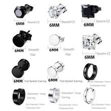 12 Pairs Men's Punk Style Stainless Steel Earrings Set, Creative And Fashionable Jewelry Hoop Earrings For Men