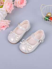 时尚优雅的蝴蝶结装饰女童/婴儿鞋，舒适轻便防滑平底鞋，室内外皆宜，适合春、夏、秋季穿着。 - 白色 - 查看 7