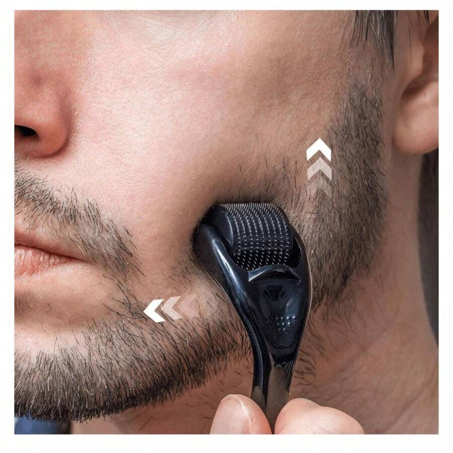 Beard Roller 0.25mm, Leather Roller, Beard Roller, Roller For Skin And Hair Care For Men And Women - 黑色的 - 查看 1