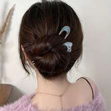 Two Metal Hairpins With Shell Paper Clips, U-Shaped Alloy Bun Tools For Effortless Hair Styling. - 彩色 - 查看 2