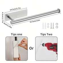 1pc Stainless Steel Towel Rack - Suitable For Bathroom And Kitchen Cabinet Doors | Can Hang Towels, Cloths, Gloves | Space-Saving, Rust-Resistant Design - Black - View 18