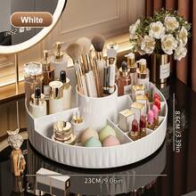 1PC Round Divided Storage Box, 360° Rotating Cosmetic Organizer Tray, 9.06"X3.39" Beauty Display Stand Suitable For Multiple Settings Including Home, Study, Vanity, And Sink Area - Multicolor - View 12