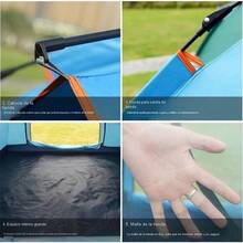 Carpa de Campamento Oxford con Revestimiento Plateado, Bloquea 99% UV, Protección Solar para Playa y Camping - Azul - Ver 4