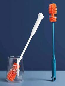 高效硅胶瓶刷，适用于清洗瓶子、杯子、马克杯、罐子、咖啡杯、酒杯和其他容器 - 紅白色 - 查看 6