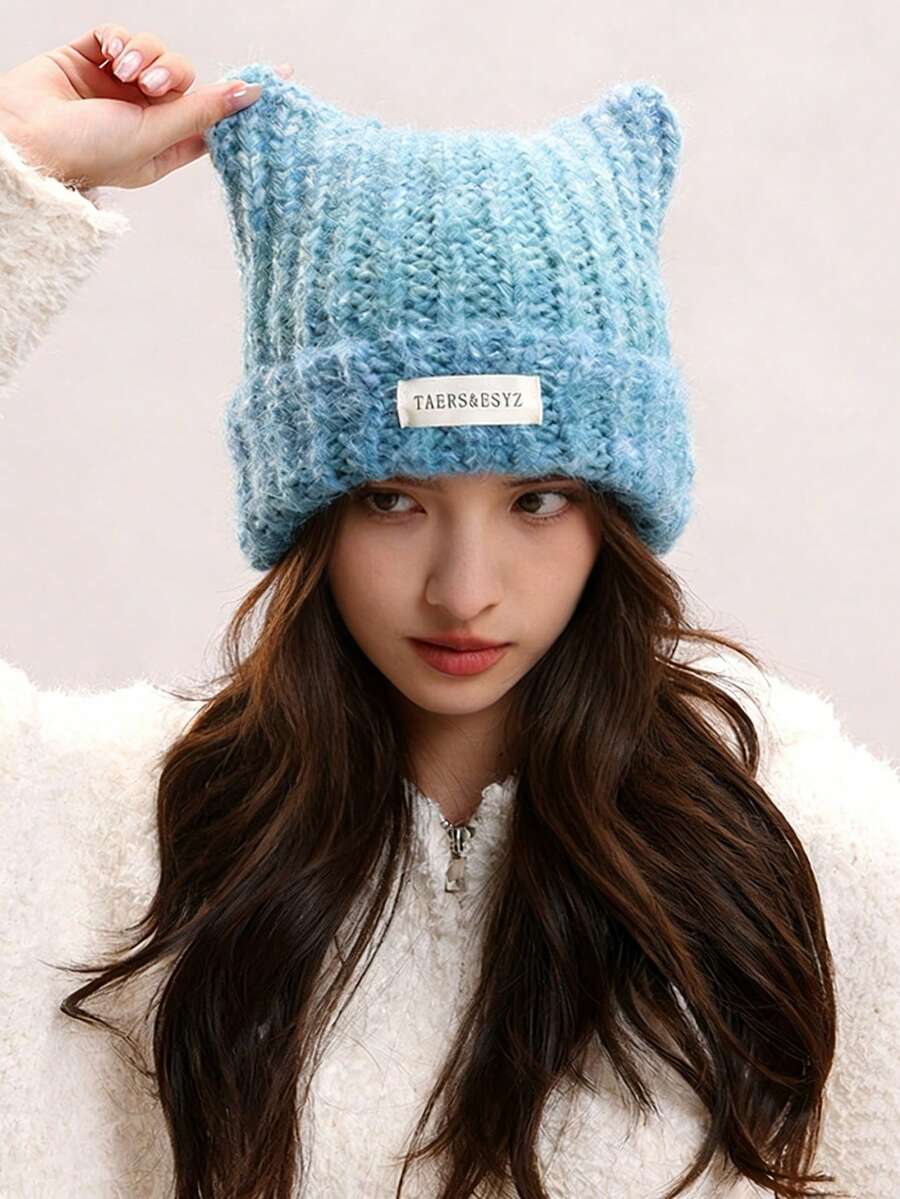 1顶个性化猫耳（蒸猫耳造型面包）毛绒羊毛帽，保暖耳罩，适合冬季日常佩戴