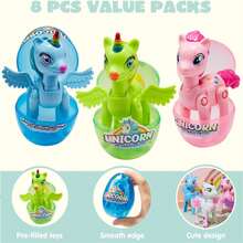 Joyfy 8 Pack Pre Filled 3.5" Easter Egg With Unicorn Deformation Toys, Easter Party Favor For Easter Egg Hunt, Basket Stuffers Filler, Prize Supplies - 彩色 - 查看 2