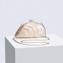 Women Seashell Chain Shoulder Bag Acrylic Evening Clutch Bag Glitter Marble Purse Handbag For Wedding - 香檳色 - 查看 4